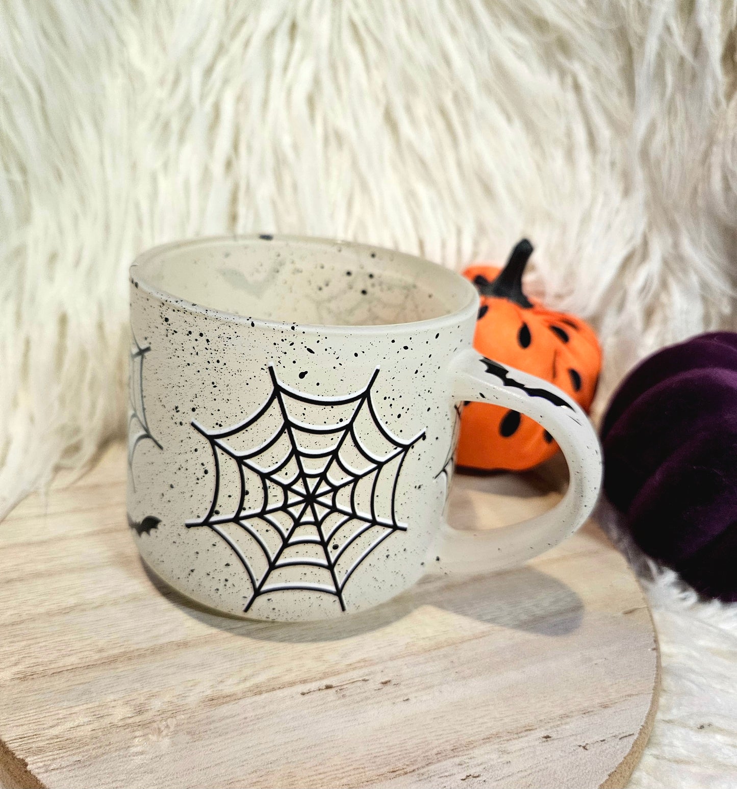 Web/Bat White Glass Coffee Mug