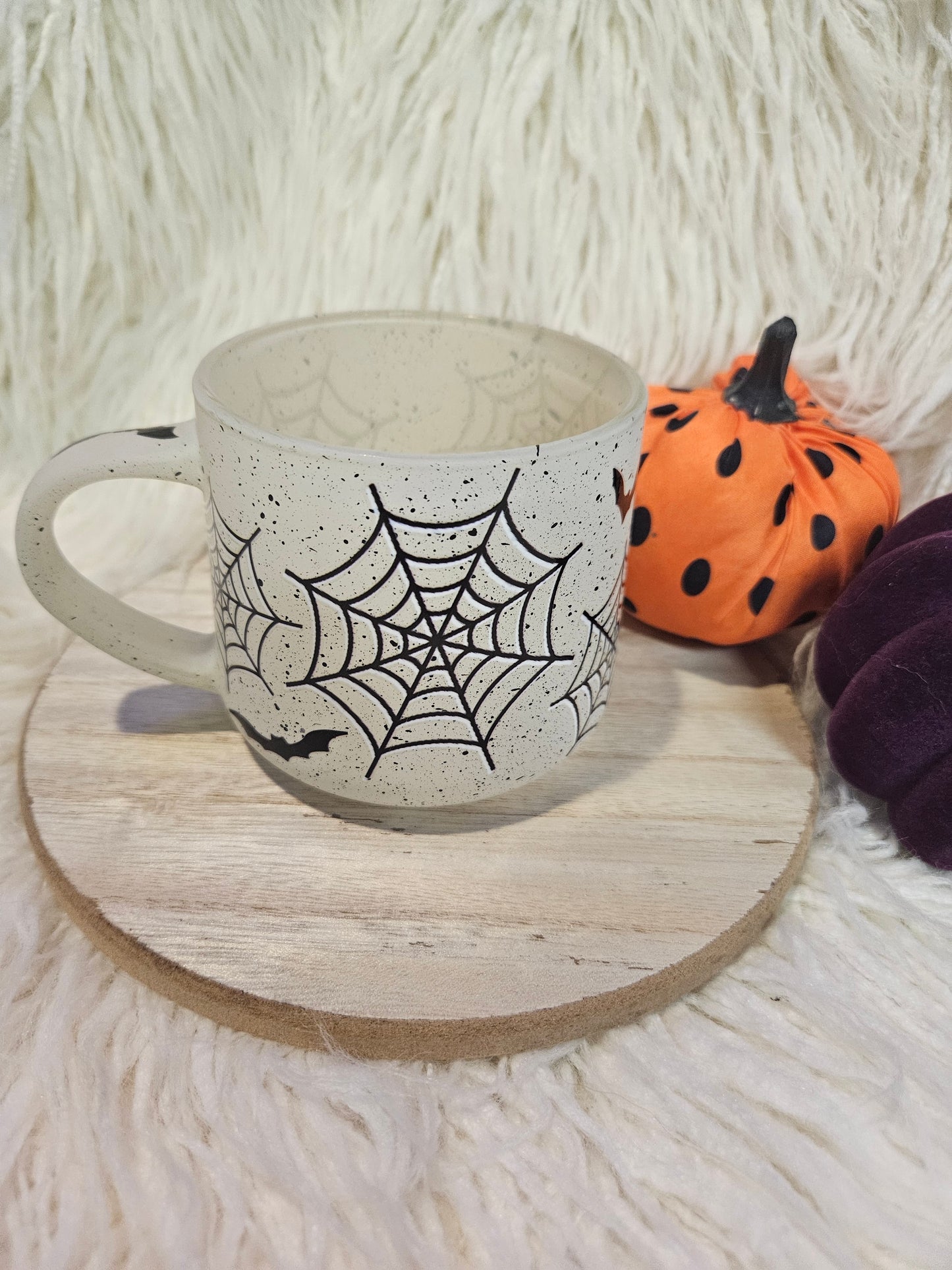 Web/Bat White Glass Coffee Mug