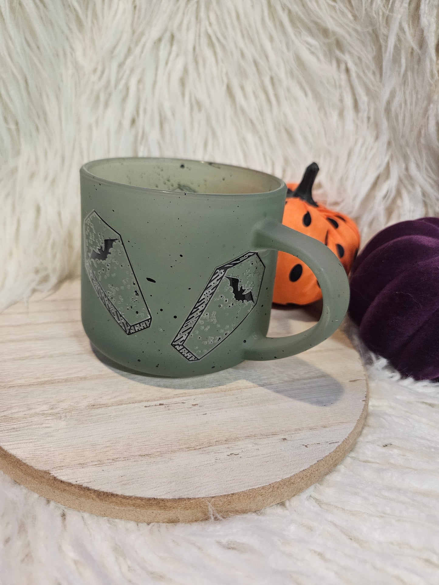 Coffin Green Glass Coffee Mug