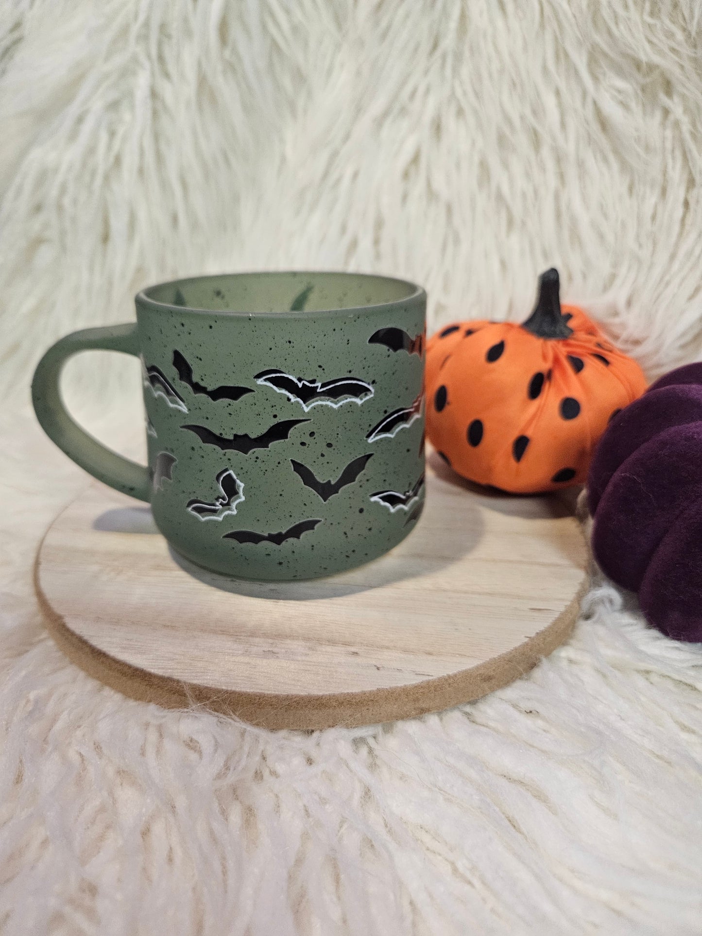 Bat Green Glass Coffee Mug