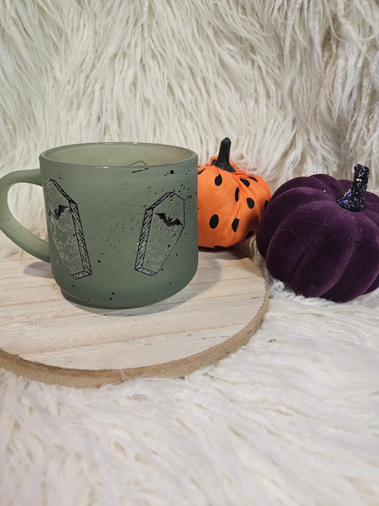 Coffin Green Glass Coffee Mug