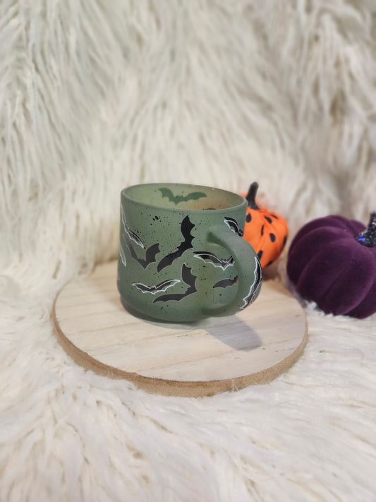 Bat Green Glass Coffee Mug