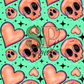 Neon Coral Skulls and Hearts